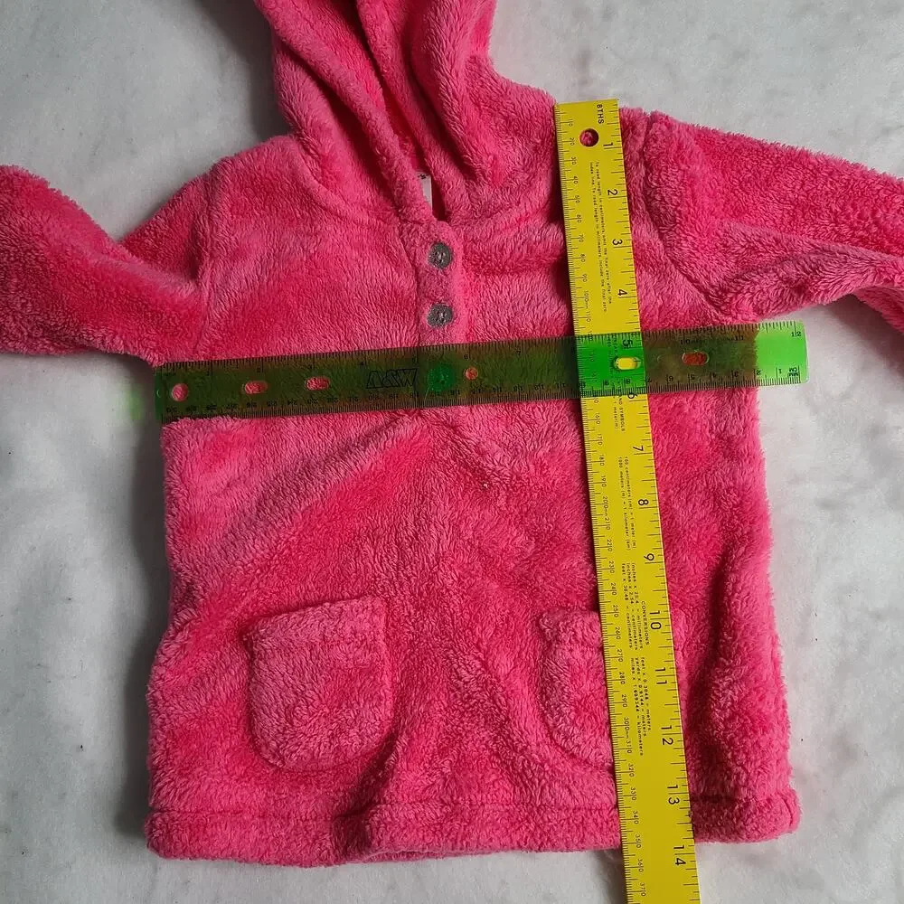 Carter's Hot Pink Fuzzy Hoodie Hooded Sweater Toddler Girls Size 18 Mo 2099